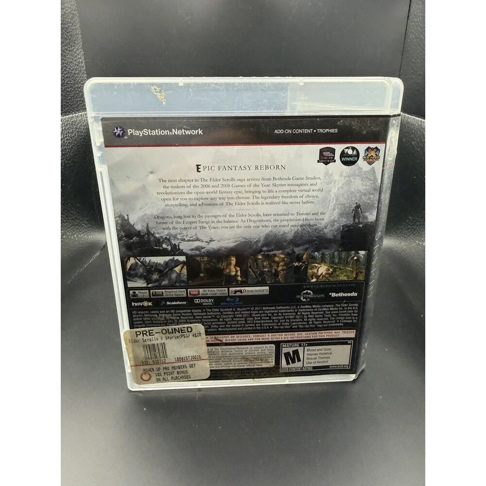 The Elder Scrolls V: Skyrim Sony PlayStation 3 PS3 Game Complete w/ Manual & Map